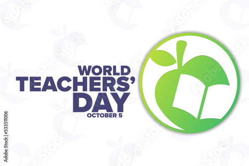 World Teachers’ Day. October 5. Holiday concept. Template for background, banner, card, poster with text inscription. Vector EPS10 illustration.