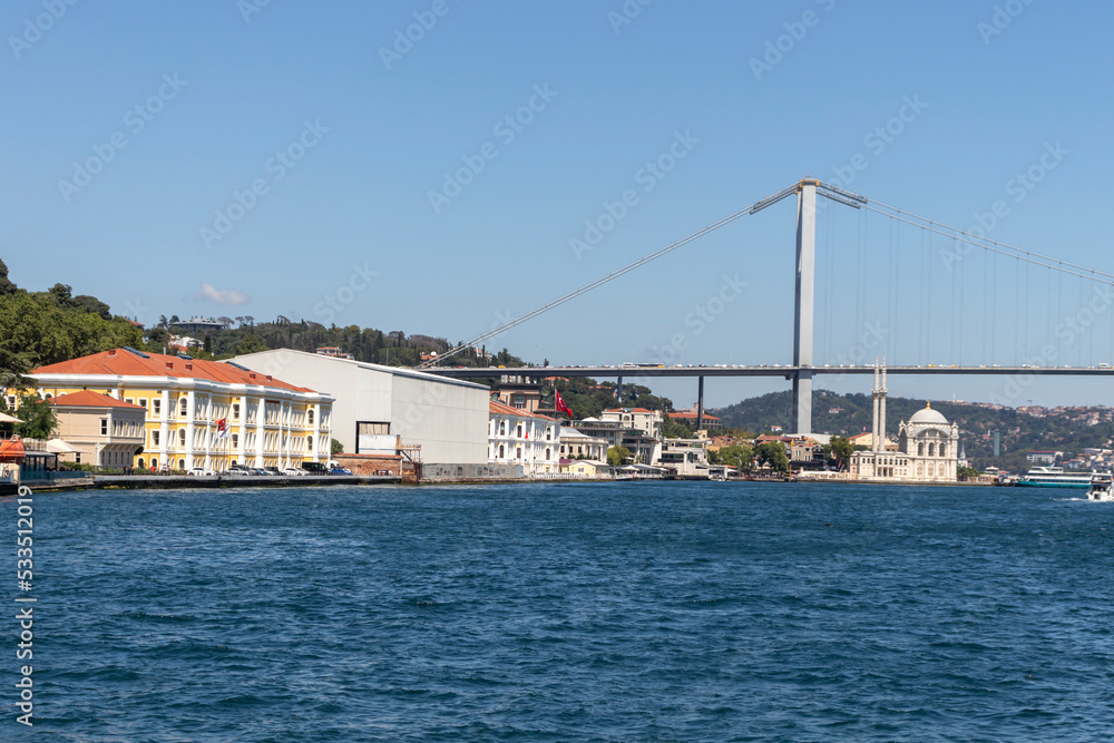 Panorama from Bosporus to city of Istanbul, Turkey