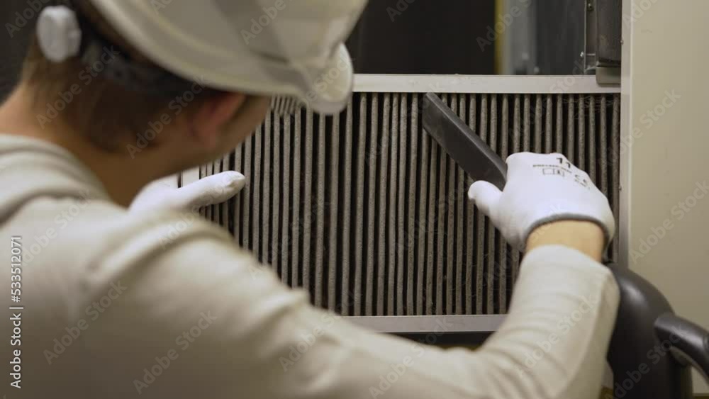 hvac filter replacing. Replacing the filter in the central ventilation