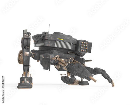killer mech is in steath attack pose for war