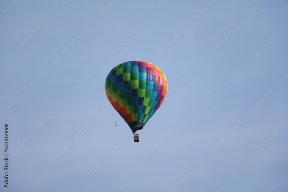 Colorful hot air balloon over Matera, Italia Colorful hot air balloon over Matera, Italia