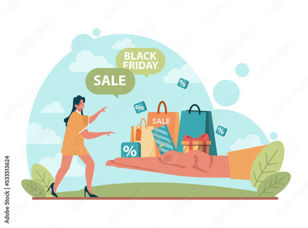 Black friday concept. Shopping cart and bags with goods and presents. Black friday concept. Shopping cart and bags with goods and presents.