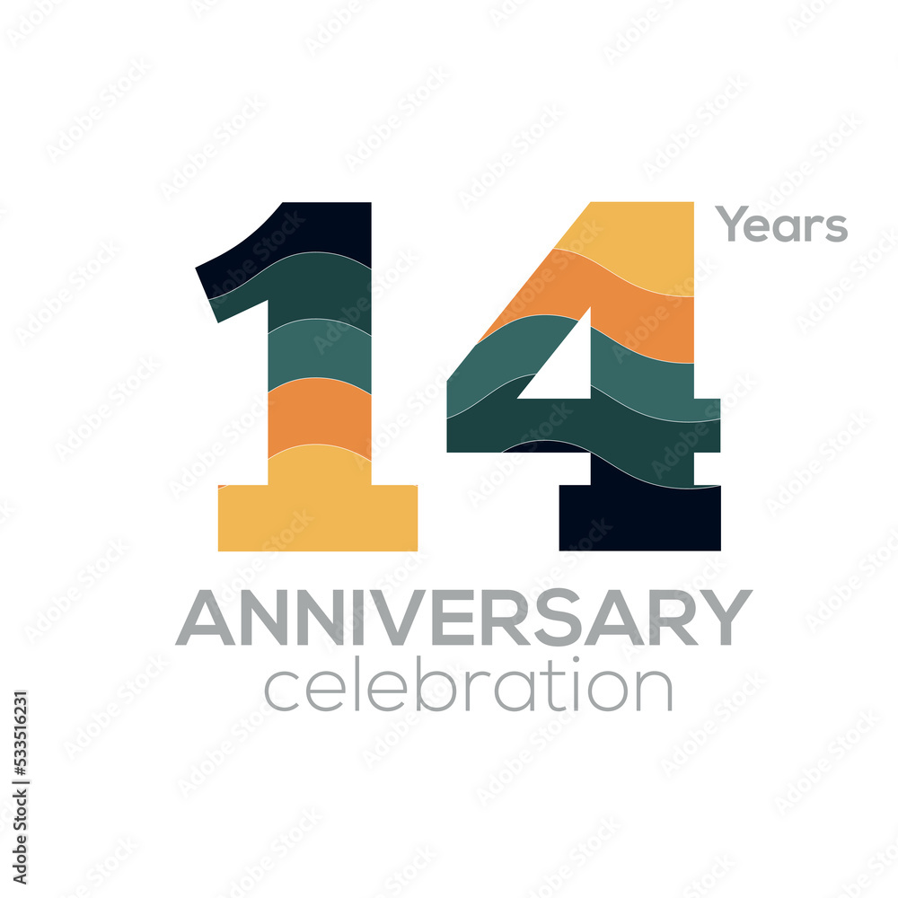 14th Anniversary Logo Design, Number 89 Icon Vector Template.Minimalist Color Palettes