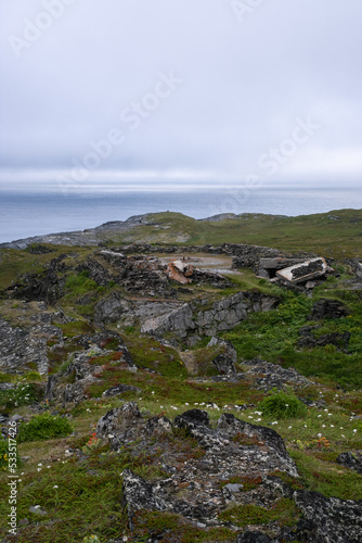 Vardo, Norway - August 3, 2022: Renoysund Fort was a German coastal fort built by the Germans during Second World War with batteries and bunker facilities. Selective focus