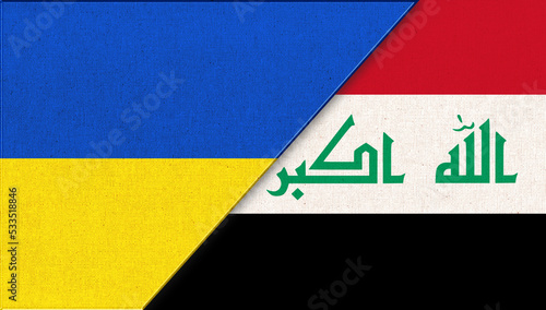 National symbols of Ukraine and Iraq. Ukrainian and Jordanian flags photo