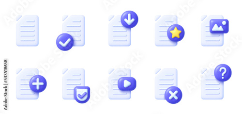 Files 3D Big Set. Vector files. Business icon. Check mark icon. Icon for web design. Vector illustrator