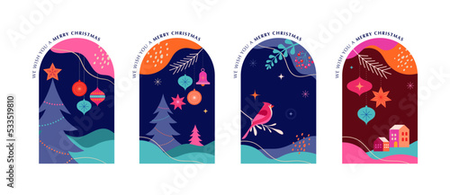 Colorful Christmas Arch Backgrounds for Social Media Stories and Packaging Design