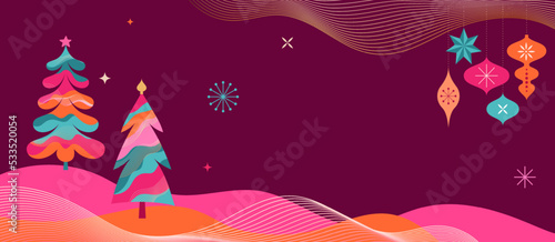 Colorful Christmas Trees Background and Packaging Design