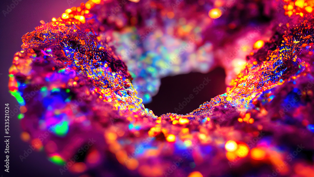 3 d render. Abstract slice mineral stone macro closeup, crystal surface, beautiful gemstone top view. 3 d render. Abstract slice mineral stone macro closeup, crystal surface, beautiful gemstone top view.