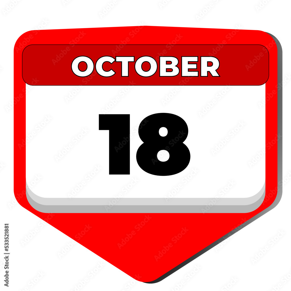 18 October vector icon calendar day. 18 date of October. Eighteenth day of October. 18th date number. 18 day calendar. Eighteen date. Vietnam Veterans Day Border Guard 18 October vector icon calendar day. 18 date of October. Eighteenth day of October. 18th date number. 18 day calendar. Eighteen date. Vietnam Veterans Day Border Guard
