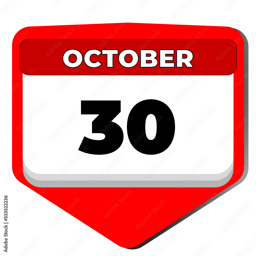 30 October vector icon calendar day. 30 date of October. Thirtieth day of October. 30th date number. 30 day calendar. Thirty date. Zafer Bayrami Victory Day Turkey 30 October vector icon calendar day. 30 date of October. Thirtieth day of October. 30th date number. 30 day calendar. Thirty date. Zafer Bayrami Victory Day Turkey