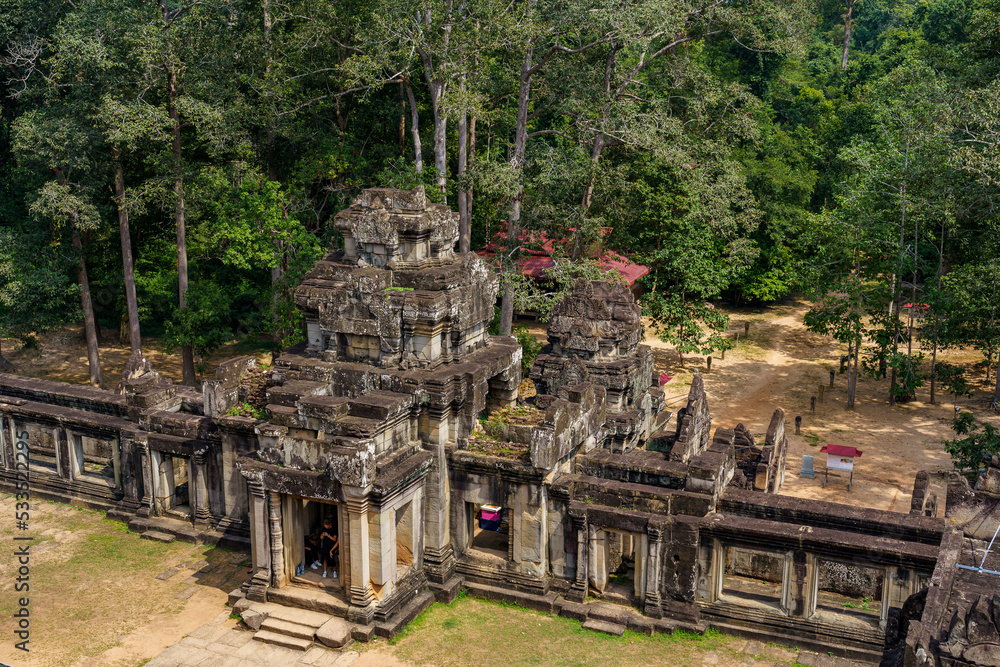 Naklejka premium Cambodia. Siem Reap. The archaeological park of Angkor. An aerial view of Ta Keo Hindu temple