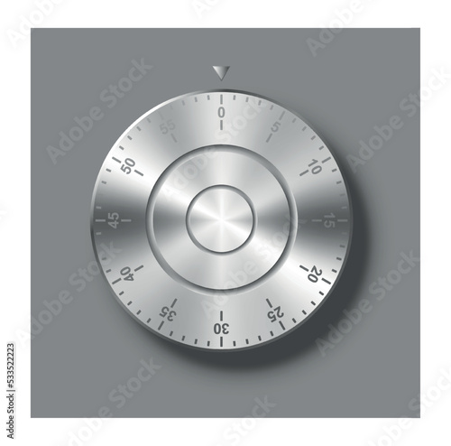 Adjustment round dial. Shiny button for settings menu. Graphic element for website. Modern technologies and digital world, innovations and futuristic interface. Realistic 3D vector illustration