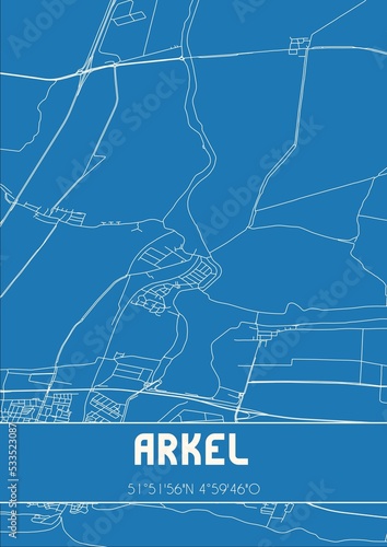 Blueprint of the map of Arkel located in Zuid-Holland the Netherlands. photo