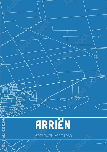 Blueprint of the map of Arriën located in Overijssel the Netherlands.