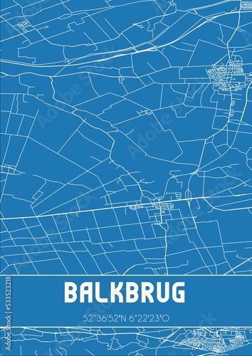 Blueprint of the map of Balkbrug located in Overijssel the Netherlands. photo