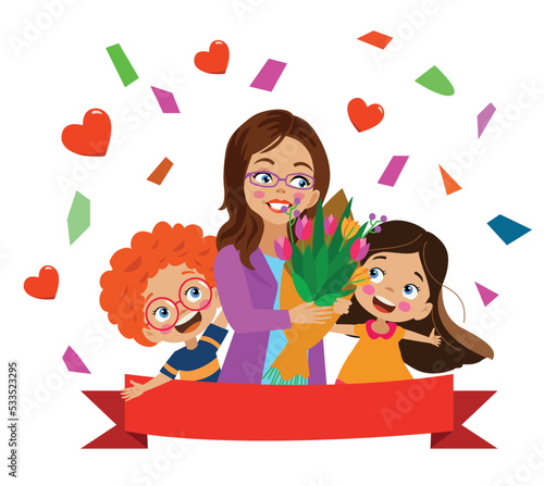 teacher and cute kids teachers day