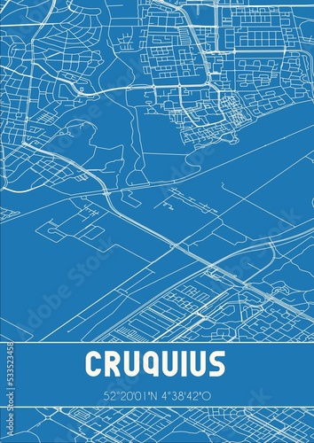 Blueprint of the map of Cruquius located in Noord-Holland the Netherlands.