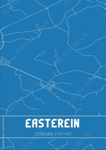 Blueprint of the map of Easterein located in Fryslan the Netherlands. photo