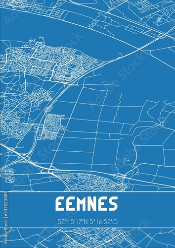 Blueprint of the map of Eemnes located in Utrecht the Netherlands.