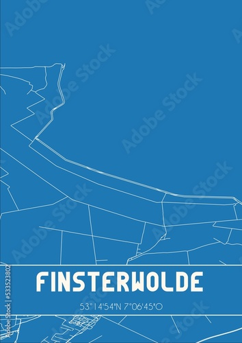 Blueprint of the map of Finsterwolde located in Groningen the Netherlands. photo