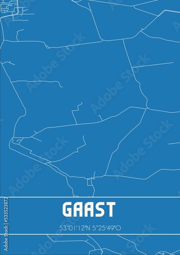 Blueprint of the map of Gaast located in Fryslan the Netherlands. photo