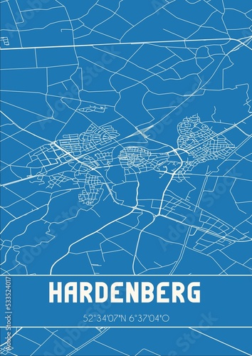 Blueprint of the map of Hardenberg located in Overijssel the Netherlands. photo