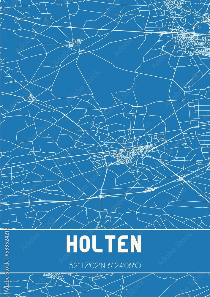 Blueprint of the map of Holten located in Overijssel the Netherlands.