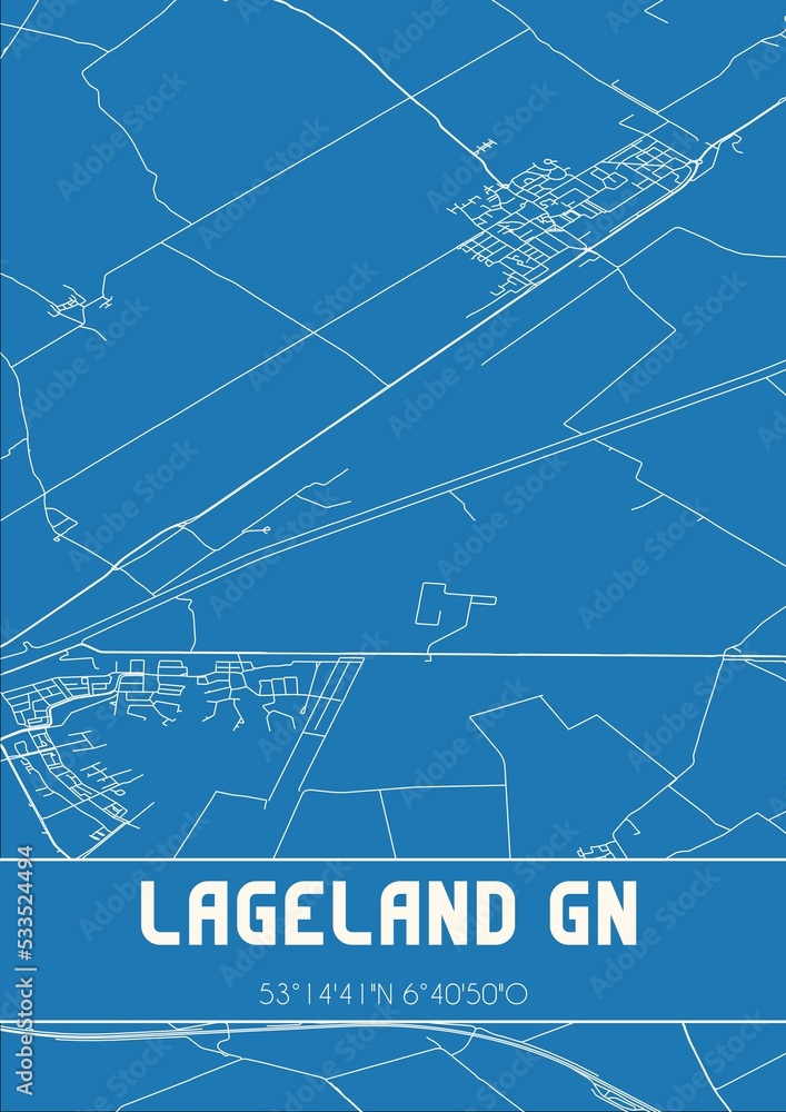 Blueprint of the map of Lageland GN located in Groningen the Netherlands. Blueprint of the map of Lageland GN located in Groningen the Netherlands.