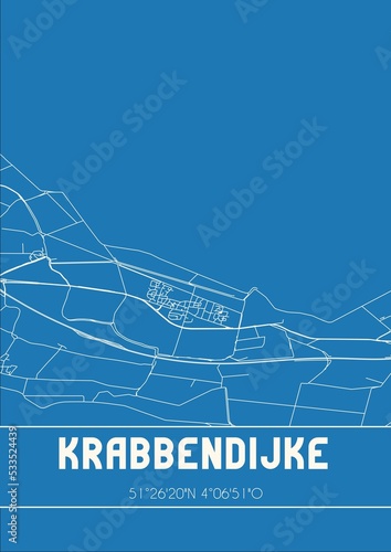 Blueprint of the map of Krabbendijke located in Zeeland the Netherlands. photo