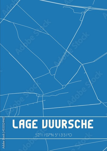 Blueprint of the map of Lage Vuursche located in Utrecht the Netherlands. photo