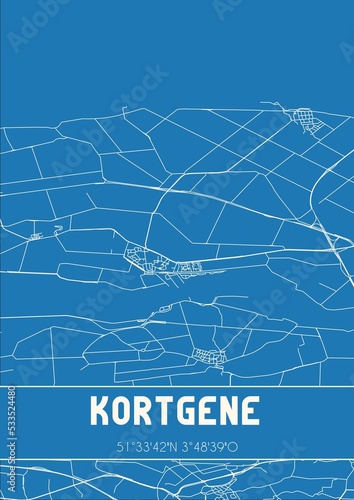 Blueprint of the map of Kortgene located in Zeeland the Netherlands. photo