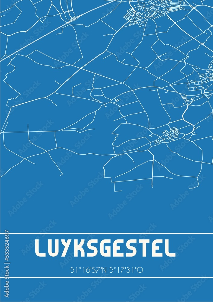 Blueprint of the map of Luyksgestel located in Noord-Brabant the Netherlands. Blueprint of the map of Luyksgestel located in Noord-Brabant the Netherlands.
