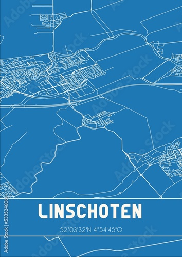 Blueprint of the map of Linschoten located in Utrecht the Netherlands. photo