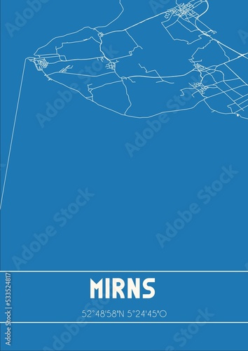 Blueprint of the map of Mirns located in Fryslan the Netherlands. photo