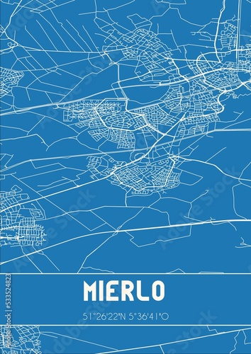 Blueprint of the map of Mierlo located in Noord-Brabant the Netherlands. photo