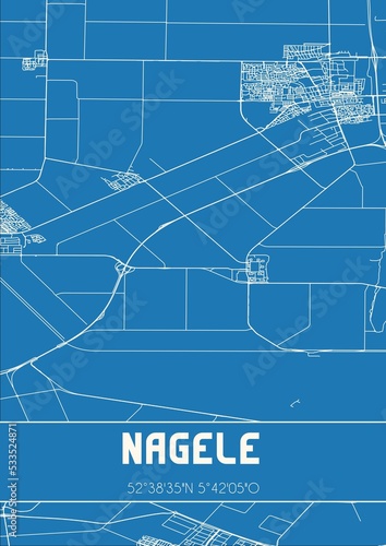 Blueprint of the map of Nagele located in Flevoland the Netherlands. photo