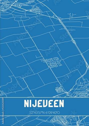 Blueprint of the map of Nijeveen located in Drenthe the Netherlands. photo