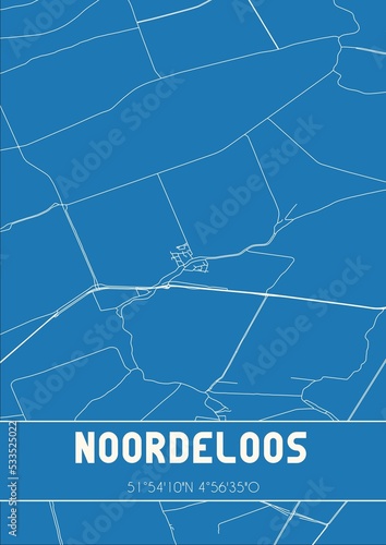 Blueprint of the map of Noordeloos located in Zuid-Holland the Netherlands. photo