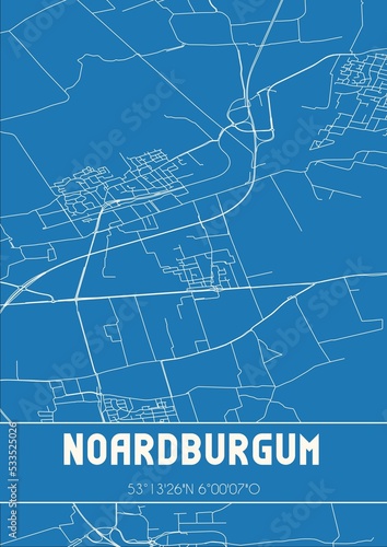 Blueprint of the map of Noardburgum located in Fryslan the Netherlands. photo