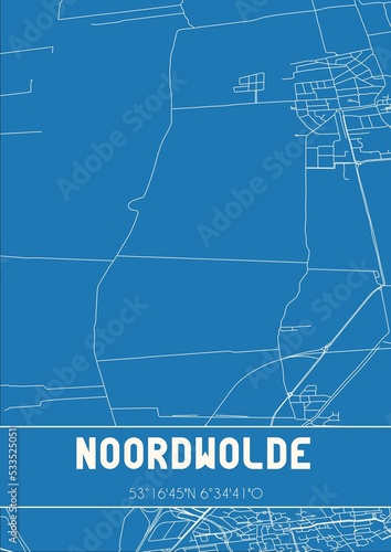 Blueprint of the map of Noordwolde located in Groningen the Netherlands. photo