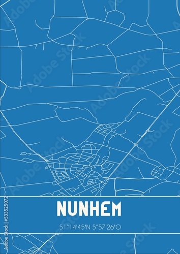 Blueprint of the map of Nunhem located in Limburg the Netherlands. photo