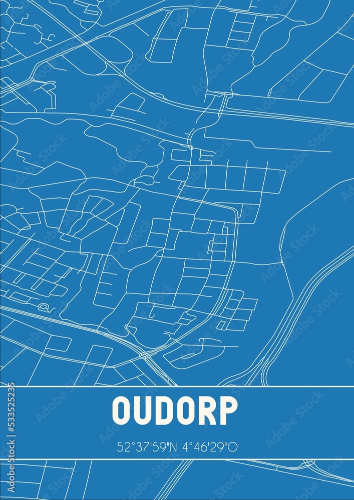 Obraz premium Blueprint of the map of Oudorp located in Noord-Holland the Netherlands.