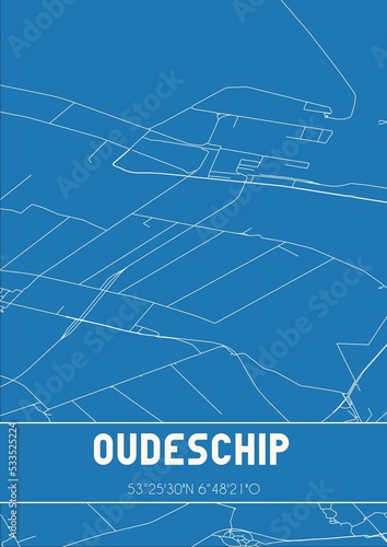 Blueprint of the map of Oudeschip located in Groningen the Netherlands. photo