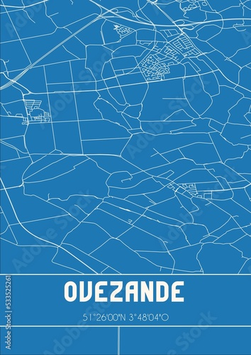 Blueprint of the map of Ovezande located in Zeeland the Netherlands. photo