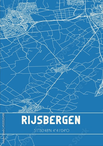 Blueprint of the map of Rijsbergen located in Noord-Brabant the Netherlands. photo