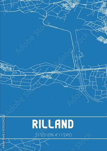 Blueprint of the map of Rilland located in Zeeland the Netherlands. photo