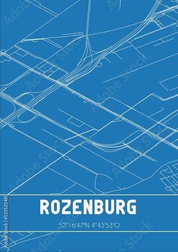 Blueprint of the map of Rozenburg located in Noord-Holland the Netherlands. photo