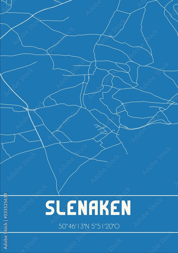 Blueprint of the map of Slenaken located in Limburg the Netherlands.