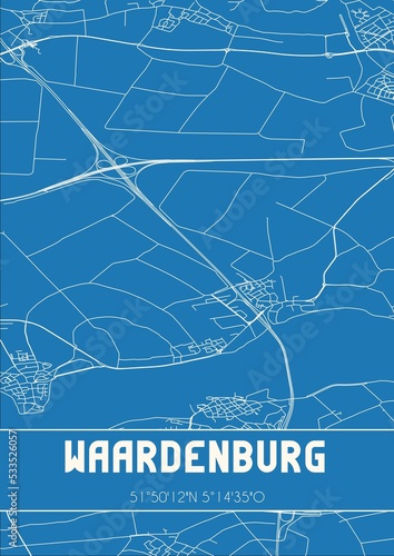 Blueprint of the map of Waardenburg located in Gelderland the Netherlands. photo